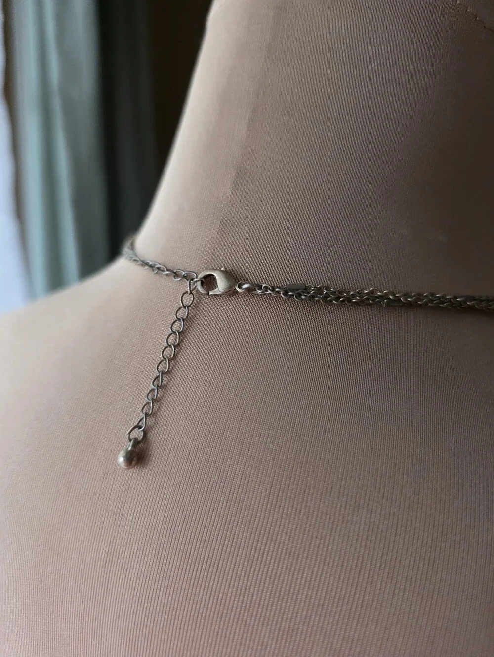 Layered‎ Gold Triangle Necklace Minimalist Beaded Multi Strand Choker 18